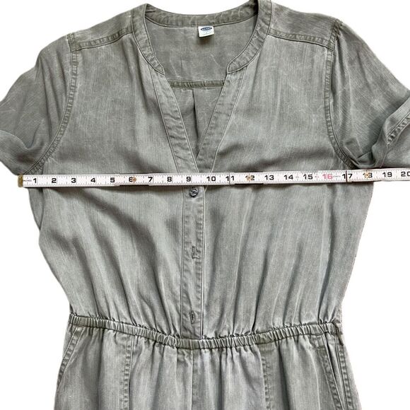 Old Navy Green Long Sleeve Button Front Elastic Waist Jumpsuit Size Small - Picture 4 of 16